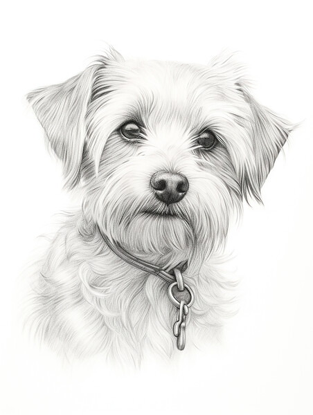 Dandie Dinmont Terrier Pencil Drawing Picture Board by K9 Art