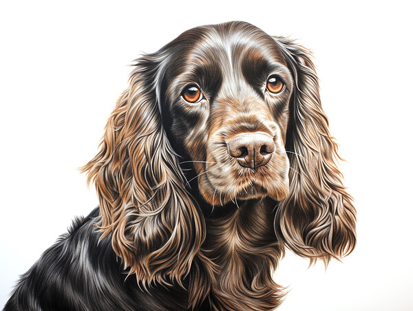 English Cocker Spaniel Pencil Drawing Picture Board by K9 Art