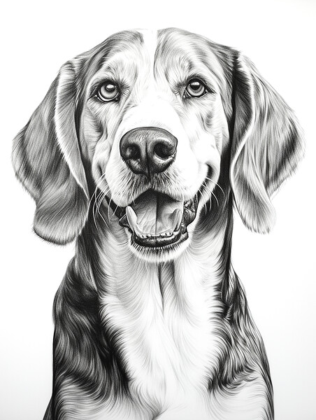 English Foxhound Pencil Drawing Picture Board by K9 Art