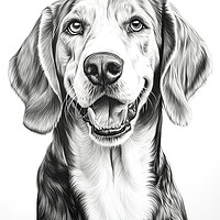Buy canvas prints of English Foxhound Pencil Drawing by K9 Art
