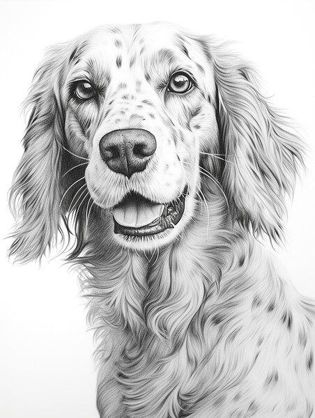 English Setter Pencil Drawing Picture Board by K9 Art