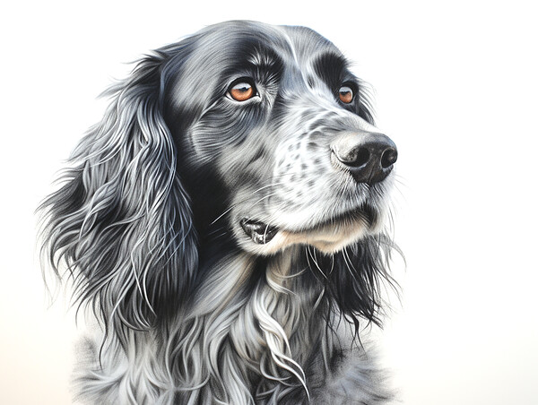 English Setter Pencil Drawing Picture Board by K9 Art