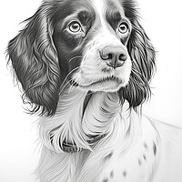 Buy canvas prints of English Springer Spaniel Pencil Drawing by K9 Art