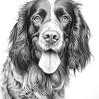 Buy canvas prints of English Springer Spaniel Pencil Drawing by K9 Art