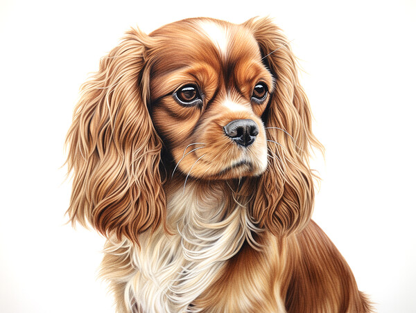 English Toy Spaniel Pencil Drawing Picture Board by K9 Art