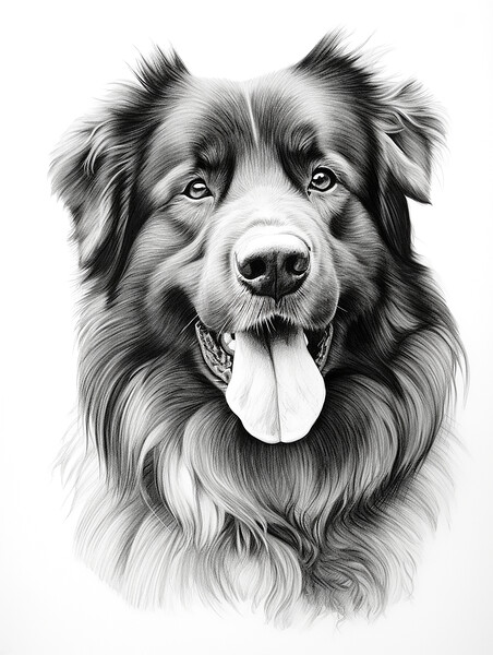 Estrela Mountain Dog Pencil Drawing Picture Board by K9 Art