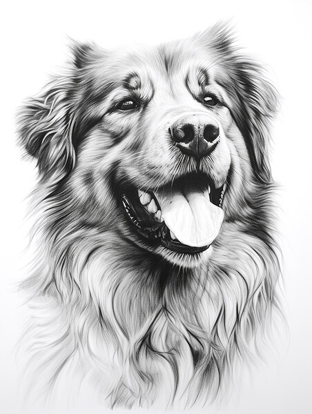 Estrela Mountain Dog Pencil Drawing Picture Board by K9 Art