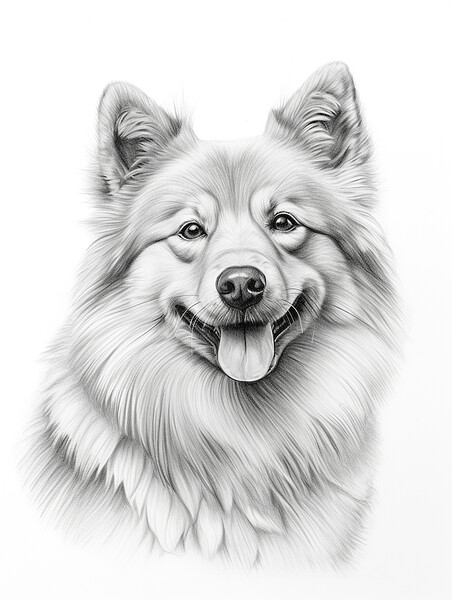 Finnish Spitz Pencil Drawing Picture Board by K9 Art