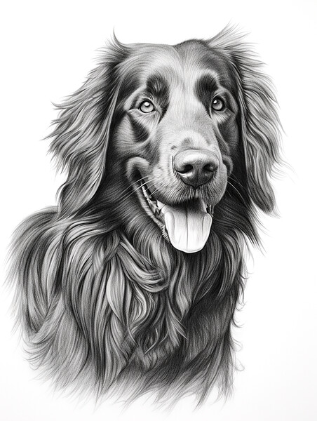 Flat Coated Retriever Pencil Drawing Picture Board by K9 Art