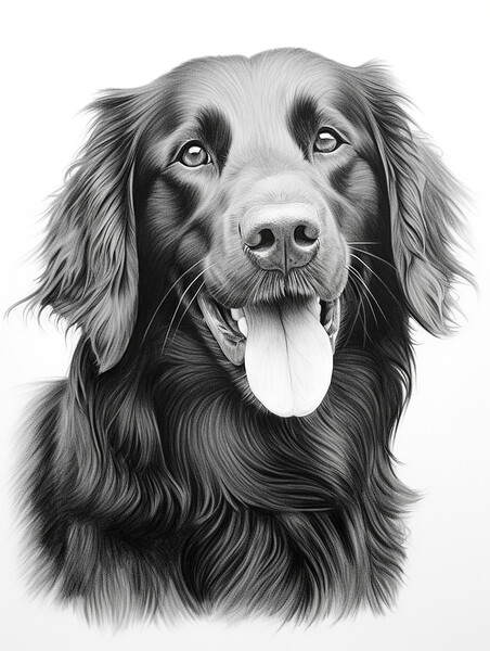 Flat Coated Retriever Pencil Drawing Picture Board by K9 Art