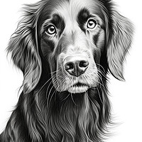 Buy canvas prints of Flat Coated Retriever Pencil Drawing by K9 Art