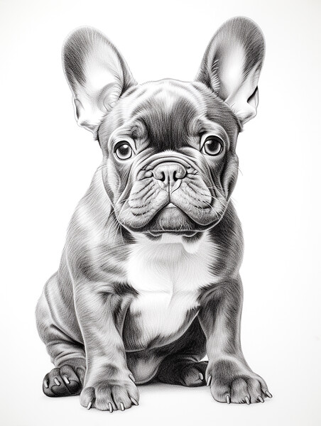 French Bulldog Pencil Drawing Picture Board by K9 Art