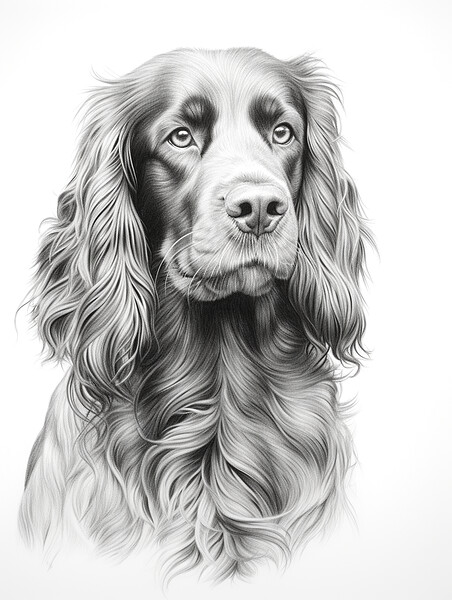 French Spaniel Pencil Drawing Picture Board by K9 Art
