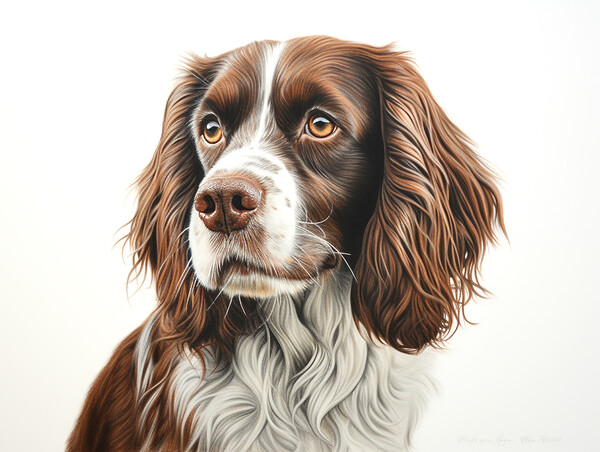 French Spaniel Pencil Drawing Picture Board by K9 Art