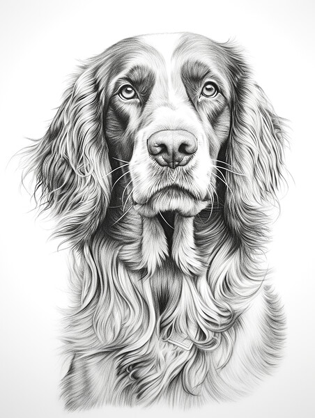 German Long Haired Pointer Pencil Drawing Picture Board by K9 Art