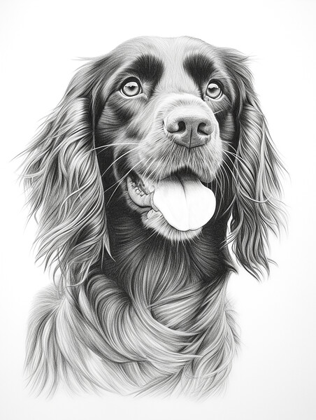 German Long Haired Pointer Pencil Drawing Picture Board by K9 Art