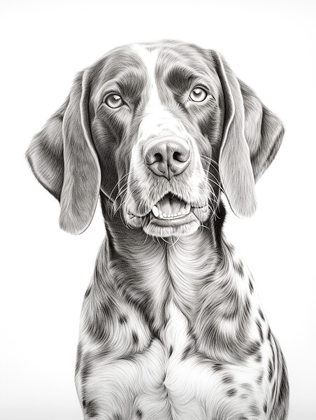 German Shorthaired Pointer Pencil Drawing Picture Board by K9 Art