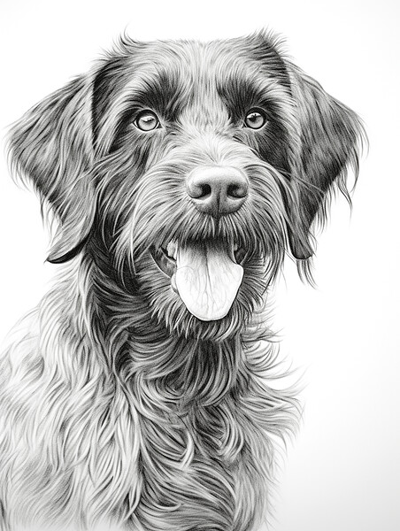 German Wirehaired Pointer Pencil Drawing Picture Board by K9 Art