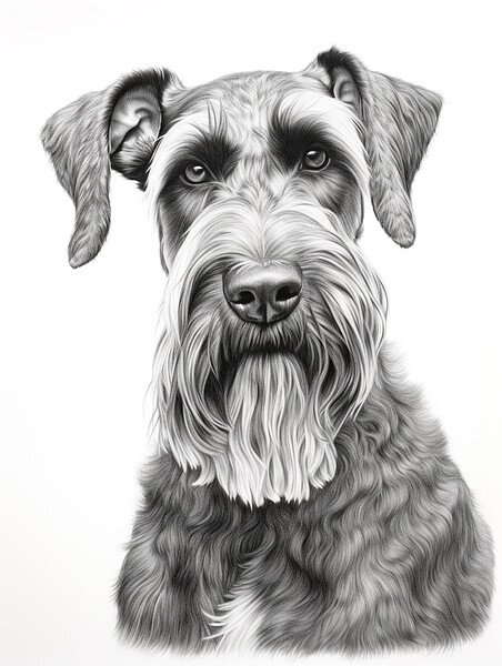 Giant Schnauzer Pencil Drawing Picture Board by K9 Art