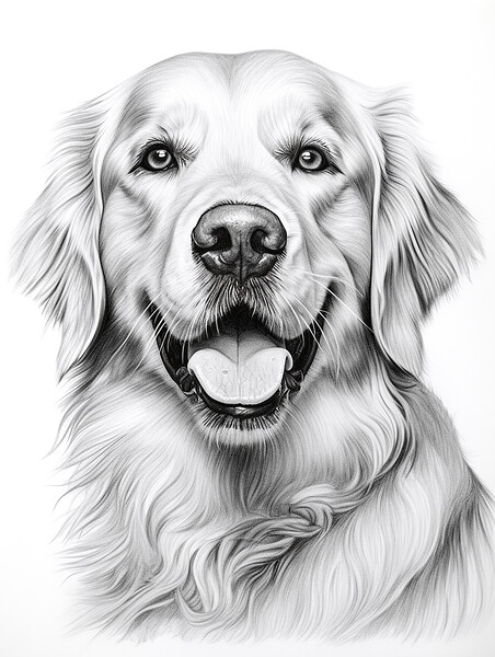 Golden Retriever Pencil Drawing Picture Board by K9 Art