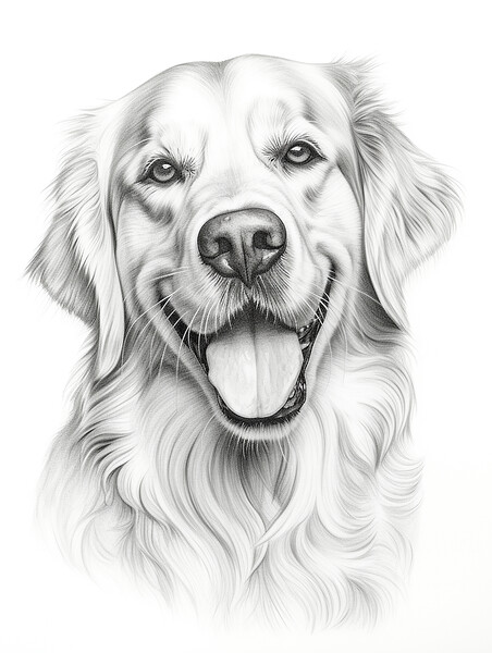 Golden Retriever Pencil Drawing Picture Board by K9 Art