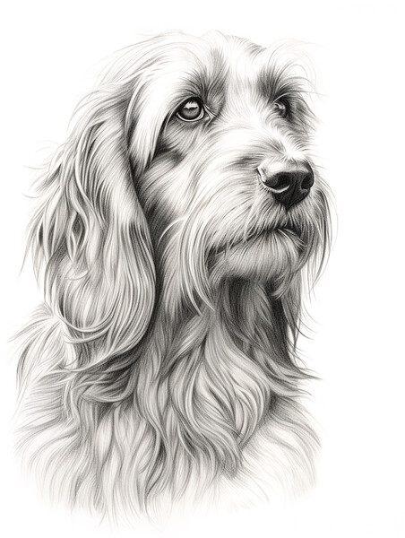Grand Basset Griffon Venden Pencil Drawing Picture Board by K9 Art