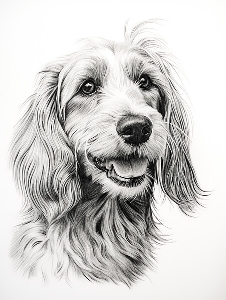 Grand Basset Griffon Venden Pencil Drawing Picture Board by K9 Art