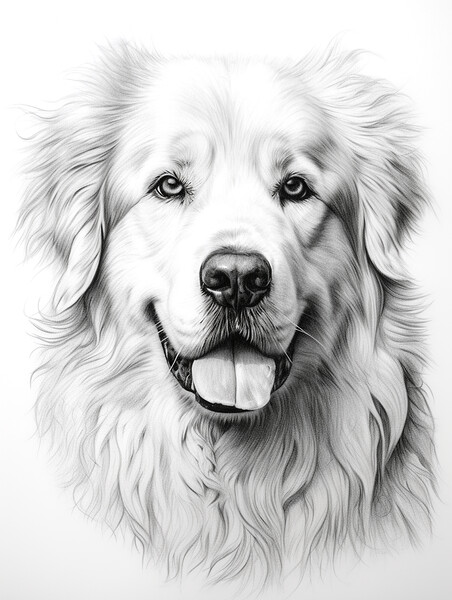 Great Pyrenees Pencil Drawing Picture Board by K9 Art