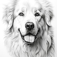 Buy canvas prints of Great Pyrenees Pencil Drawing by K9 Art