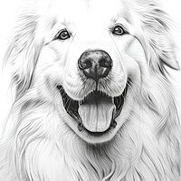 Buy canvas prints of Great Pyrenees Pencil Drawing by K9 Art