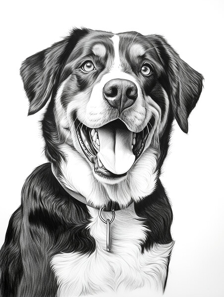 Greater Swiss Mountain Dog Pencil Drawing Picture Board by K9 Art
