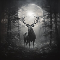 Buy canvas prints of Red Stag At Night by Fraser Hetherington