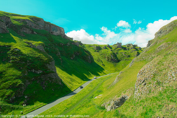 A close up of a lush green hillside with Winnats Pass in the background Picture Board by Tom Hartfil-Allgood