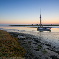 Buy canvas prints of Whitstable Oyster Yawl F76 Gamecock at dawn by Alan Payton