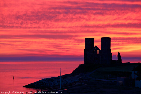 Red Sky in the morning - Sunrise at Reculver Picture Board by Alan Payton