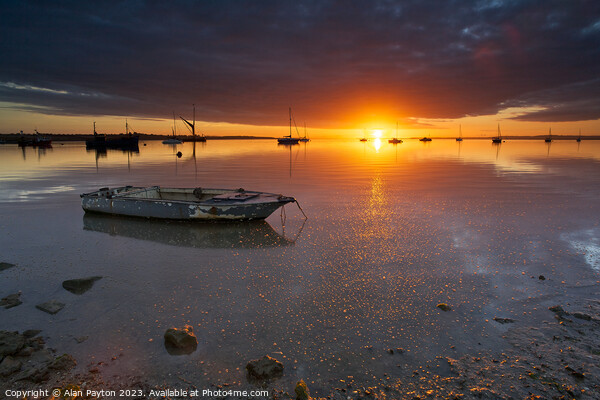 Moody sunrise at Swale Estuary Picture Board by Alan Payton