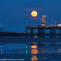 Buy canvas prints of Golden moonrise over Herne Bay pier by Alan Payton