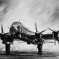 Buy canvas prints of Lancaster Bomber In Charcoal by Airborne Images