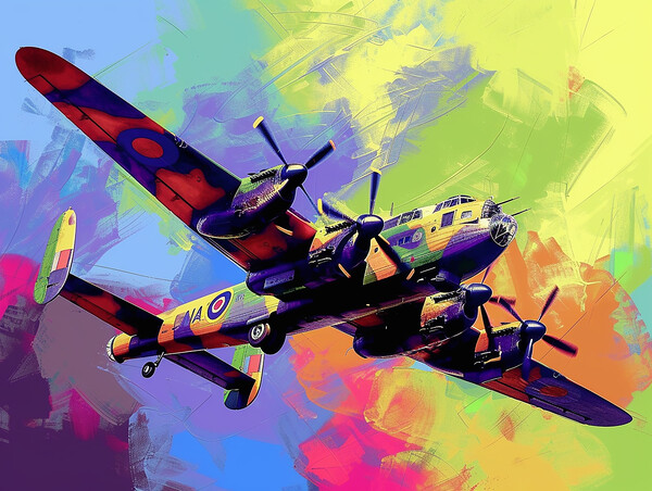 Lancaster Bomber Art Picture Board by Airborne Images