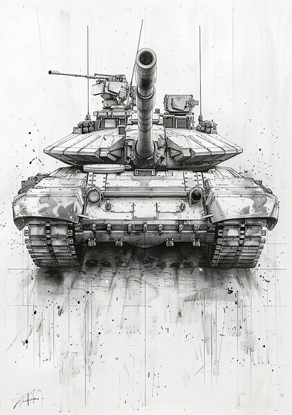 British Chieftan Tank Sketch Picture Board by Airborne Images