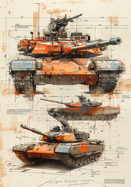 British Chieftan Tank Sketch Picture Board by Airborne Images