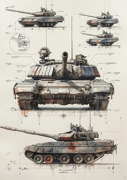 British Chieftain Tank Blueprint Picture Board by Airborne Images