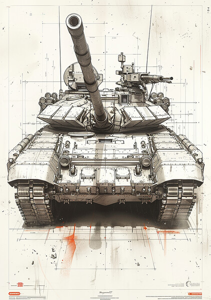 Chieftan Tank Blueprint Art Picture Board by Airborne Images