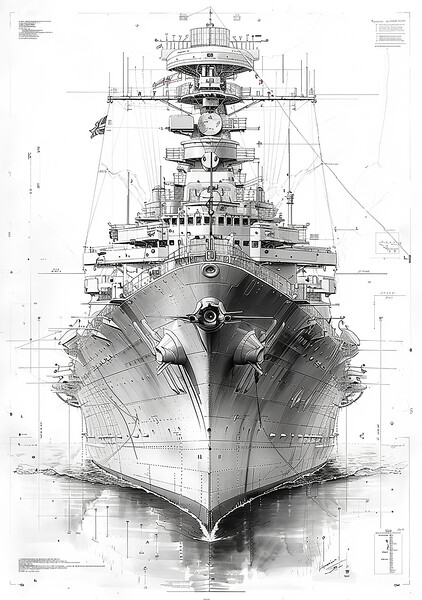 Royal Navy Ship Black and White Picture Board by Airborne Images