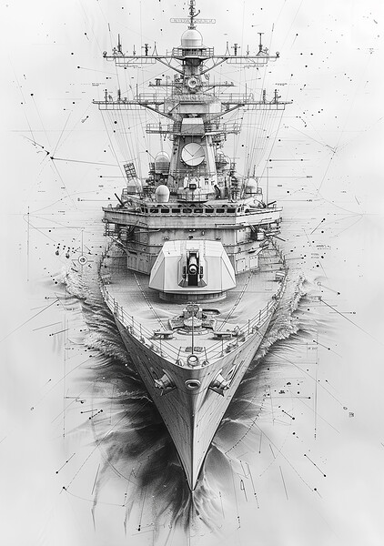 Royal Navy Ship Black and White Picture Board by Airborne Images