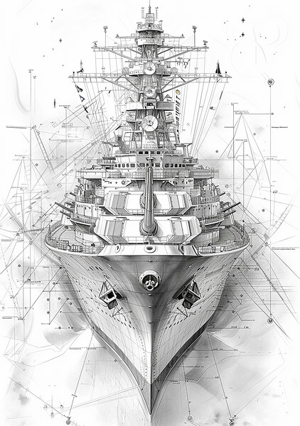 Royal Navy Ship, Black and White Picture Board by Airborne Images