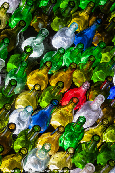 A collection of many coloured wine bottles Picture Board by Phil Lane