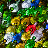 Buy canvas prints of A collection of many coloured wine bottles by Phil Lane