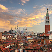 Buy canvas prints of Venice panoramic aerial view with red roofs, Veneto, Italy. by Olga Peddi