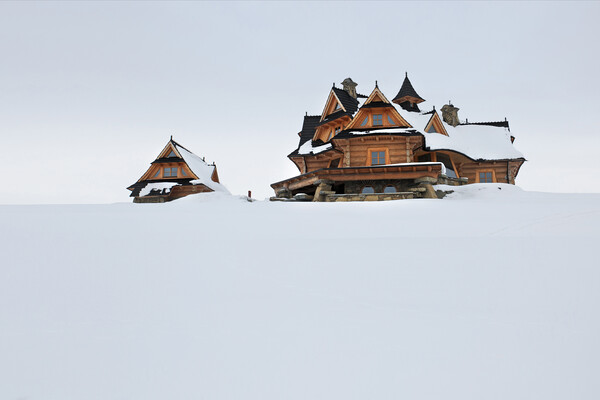  Village in winter Picture Board by Olga Peddi